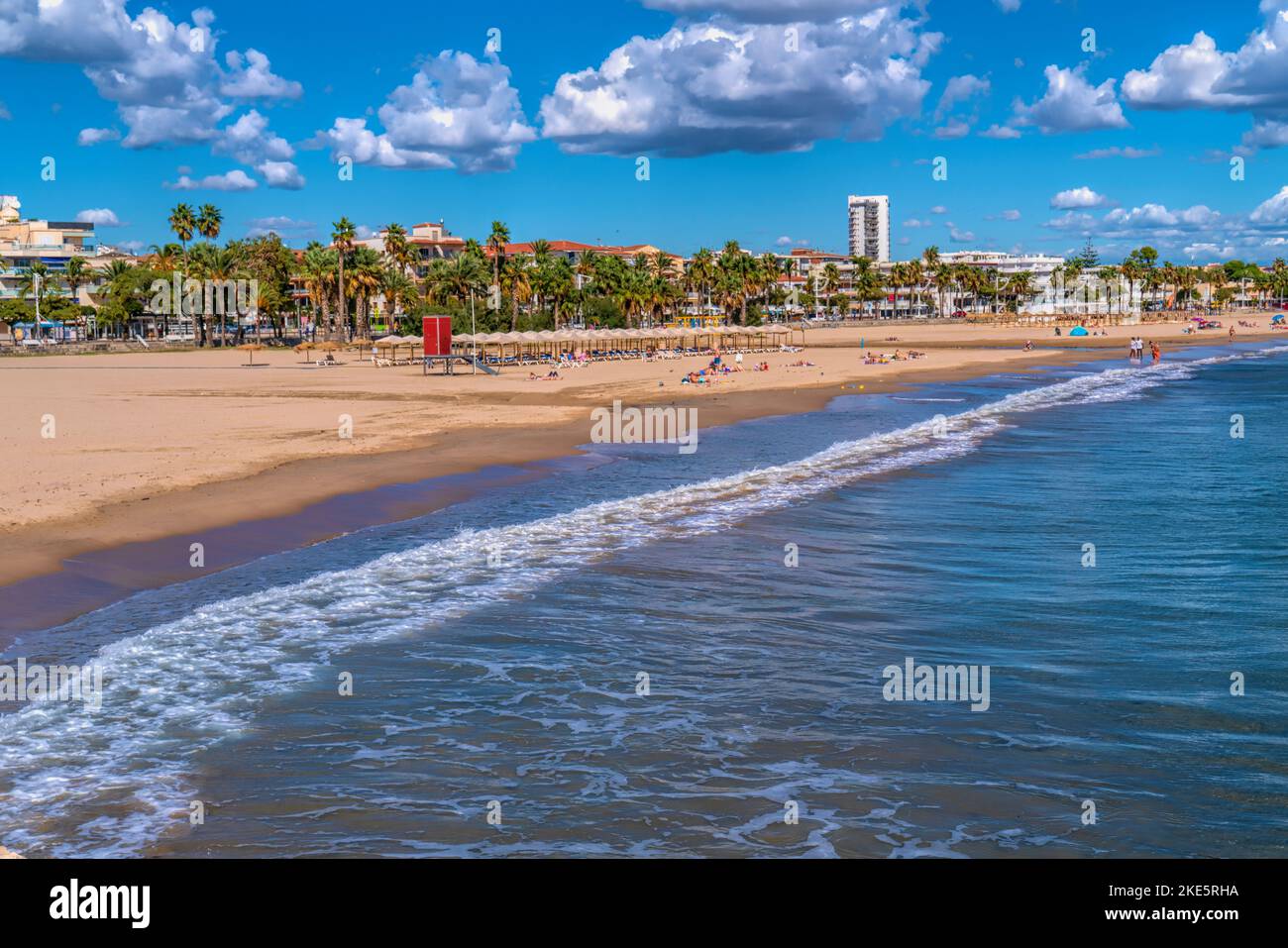 Platja Prat d`en Fores Cambrils Strand Spanien Costa Dorada Katalonien Provinz Tarragona einer der schönsten Strände an der Goldenen Küste Stockfoto